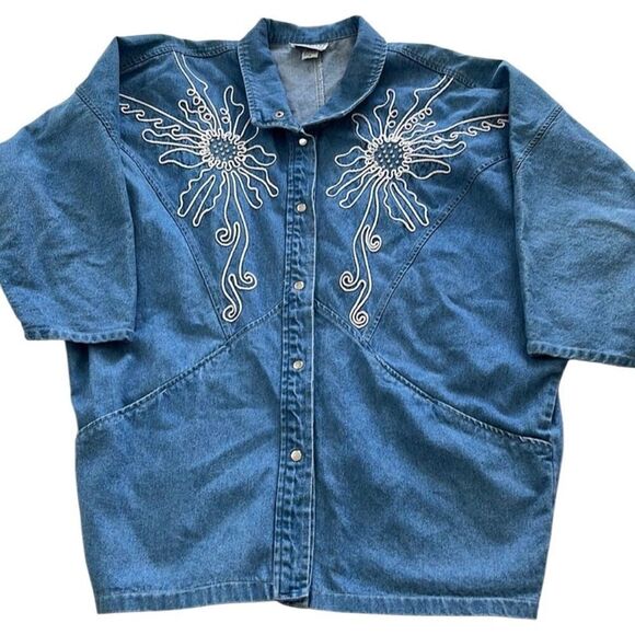 Vintage Jackets & Blazers - Vintage PADO Denim Embroidered Jacket XL